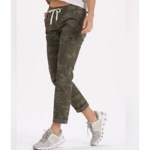 Vuori Ripstop Pants Women's Large Army Green Camo VW401 Zip Pocket Drawstring